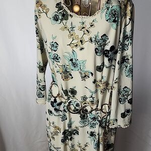 Vintage Randolph Duke Size S Ling Sleeved Gathered Neckline Trim Floral